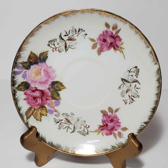 Pink Roses Teacup and Saucer Vintage - Picture 7 of 9